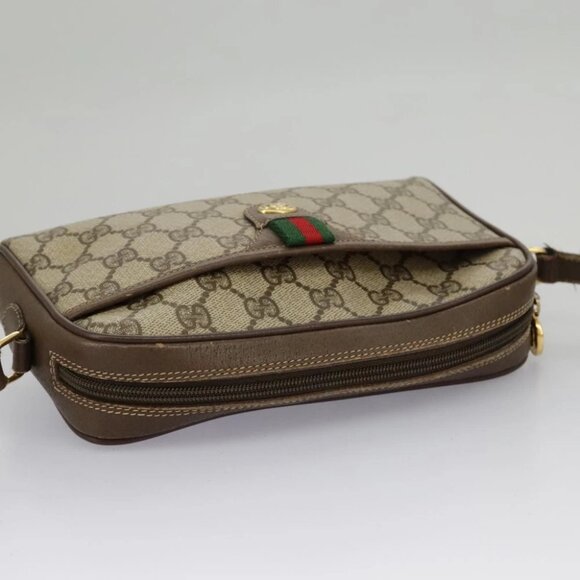 GUCCI GG Supreme Web Sherry Line Shoulder Bag PVC Beige - Picture 4 of 15